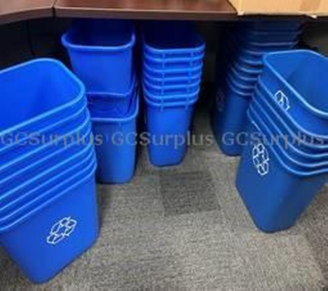 Picture of Lot of Blue Recycling Bins