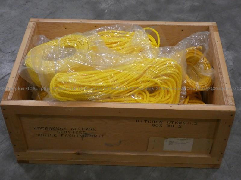 Picture of Wood Crate of Yellow Nylon Rop