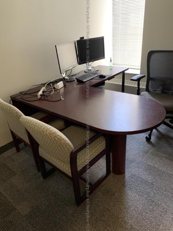 Photo de Bureau en U en bois massif